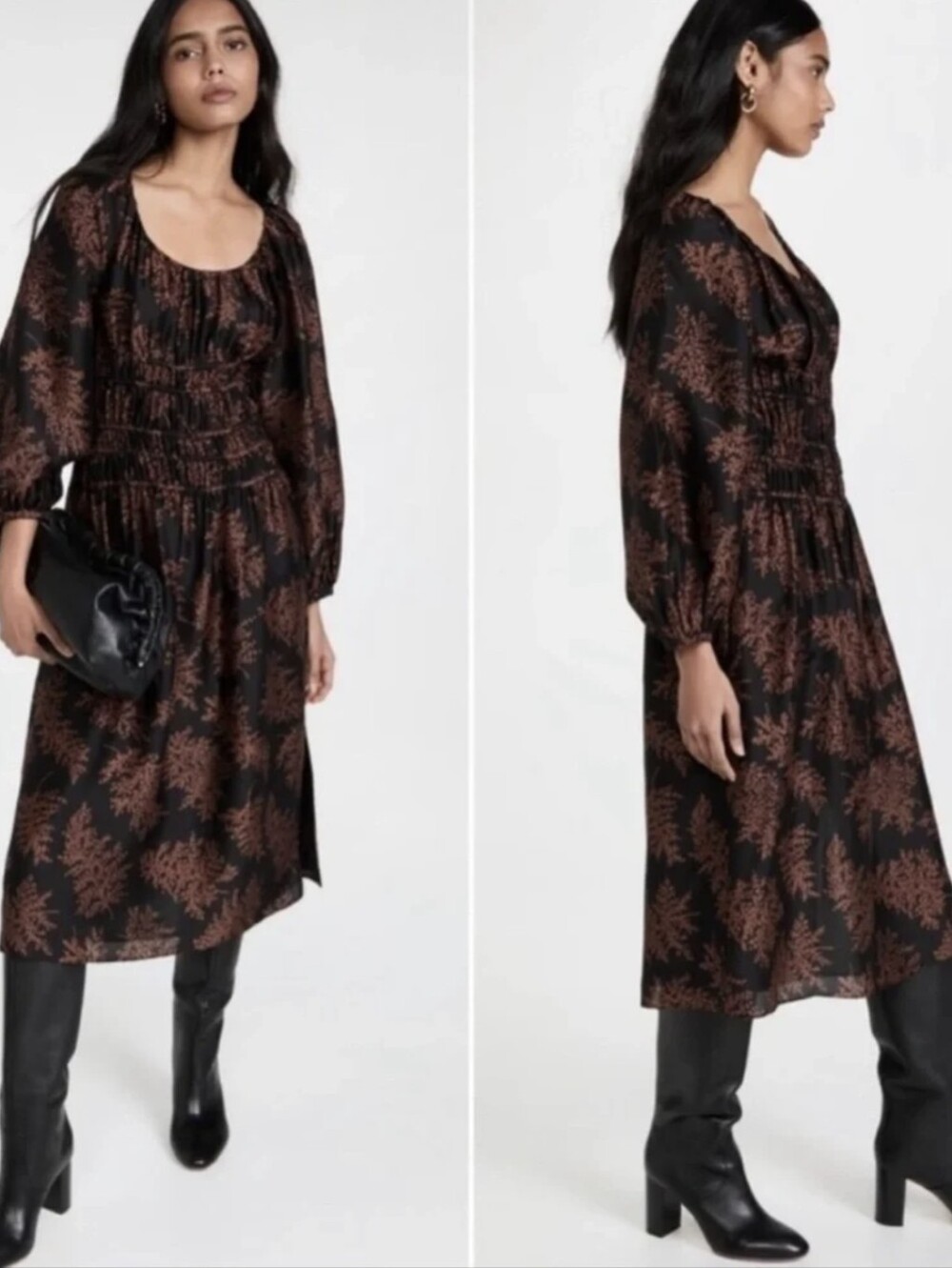 Rebecca Taylor Arden Fern Silk MIDI Dress Size Medium New Without Tag
